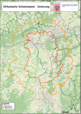 Sperrzone I und II in Hessen ©HMLU: https://landwirtschaft.hessen.de/sites/umwelt.hessen.de/files/2024-07/2507_sperrzone_i_und_ii.pdf